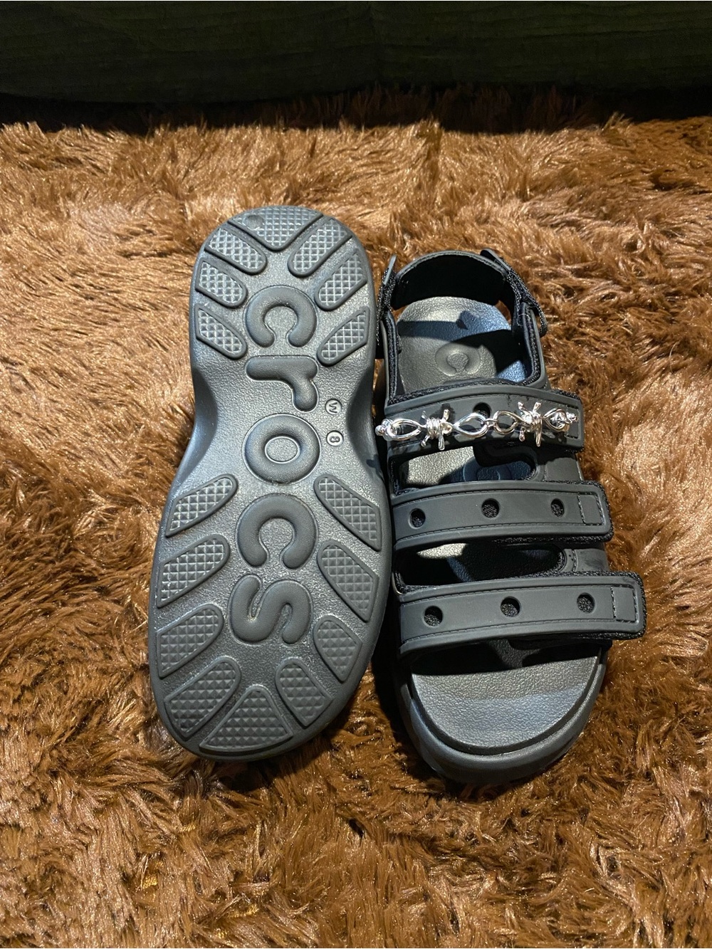 CROCS Soho Sport- Black Triple-Strap Platform Sandals - Picture 5 of 6